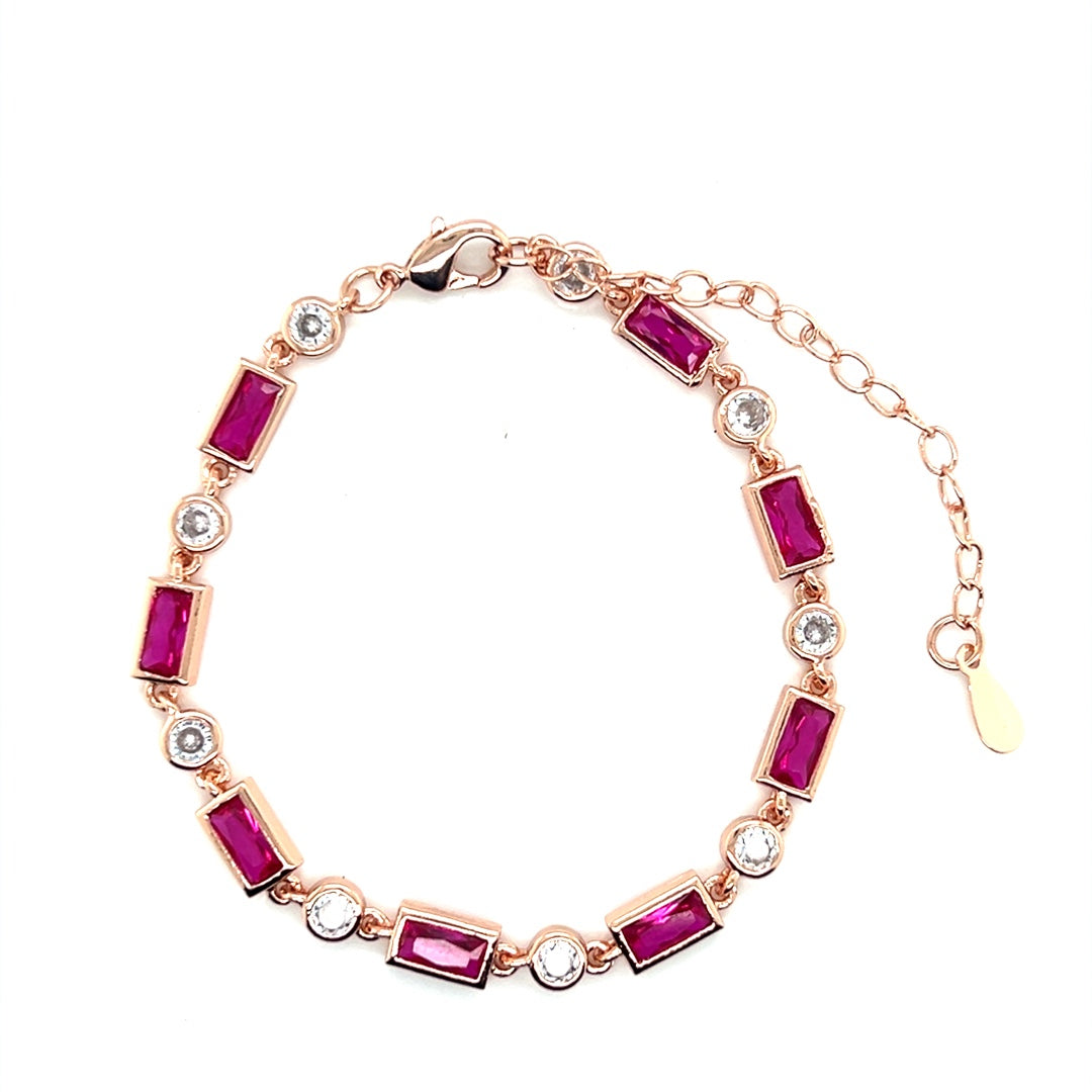 CZ Rectangle & Round Bracelet