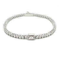 4mm Rectangle Accent CZ Tennis Bracelet