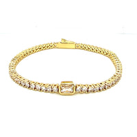 4mm Rectangle Accent CZ Tennis Bracelet