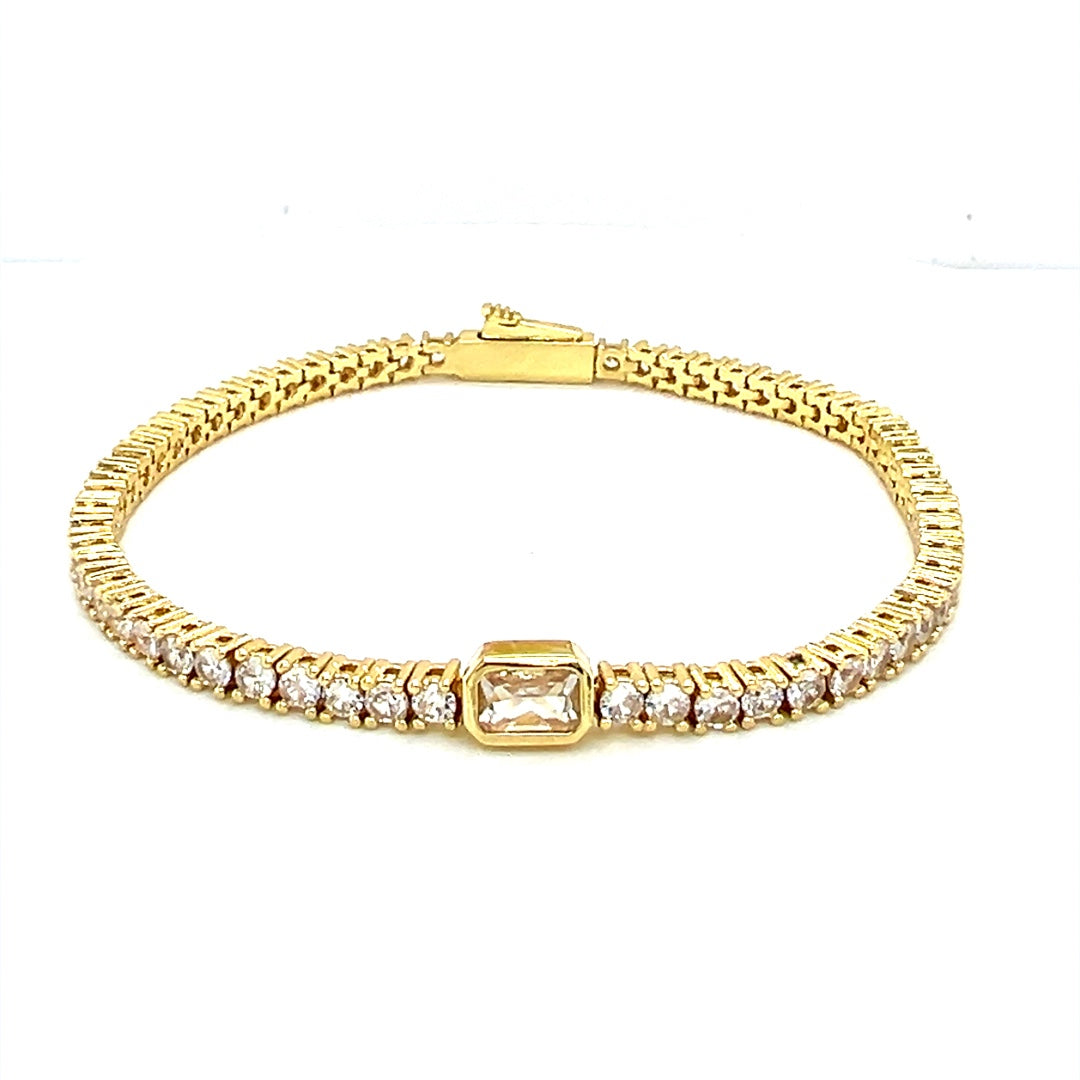 4mm Rectangle Accent CZ Tennis Bracelet