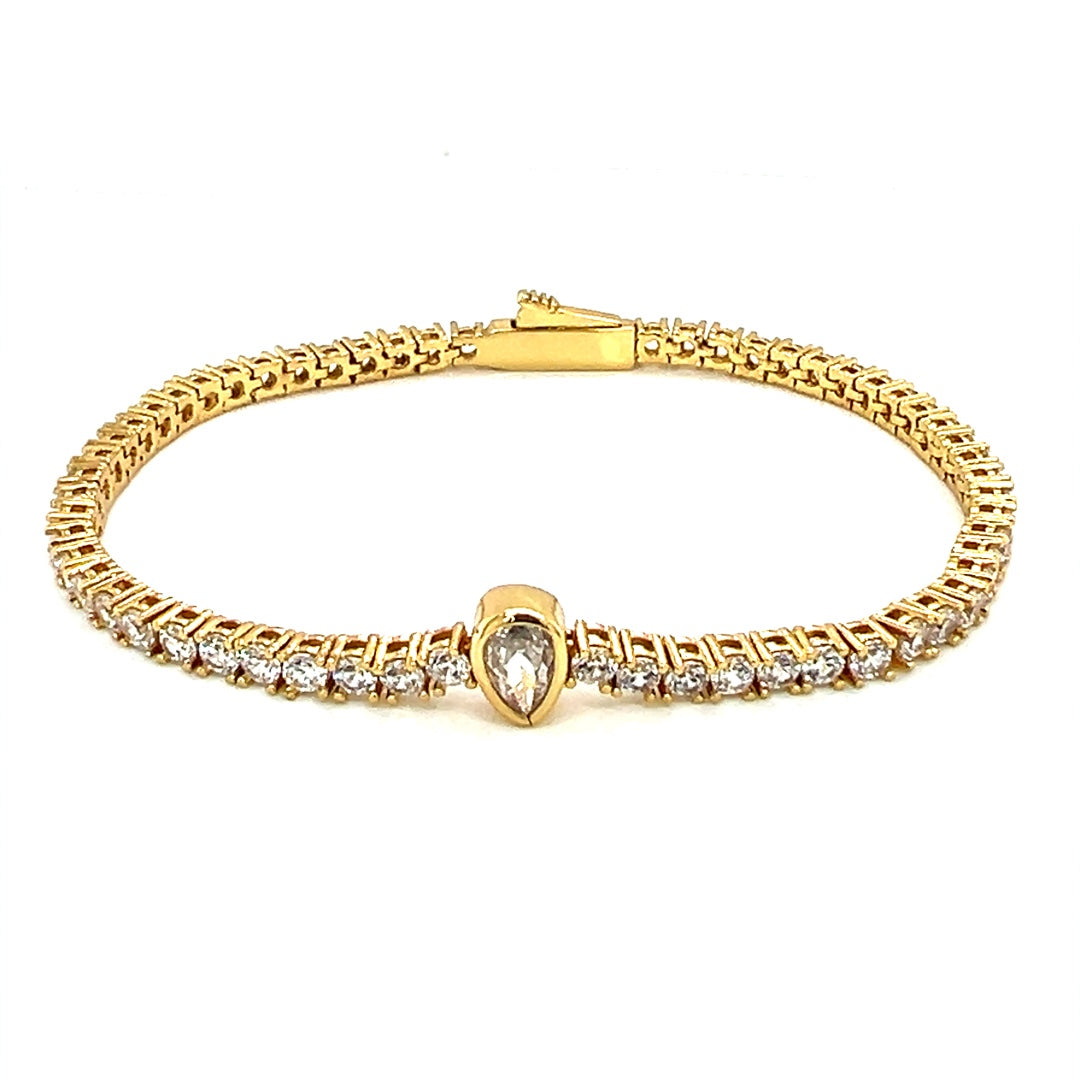 4mm Teardrop Accent CZ Tennis Bracelet