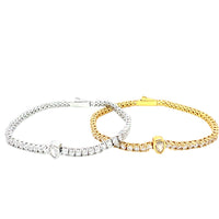 4mm Teardrop Accent CZ Tennis Bracelet
