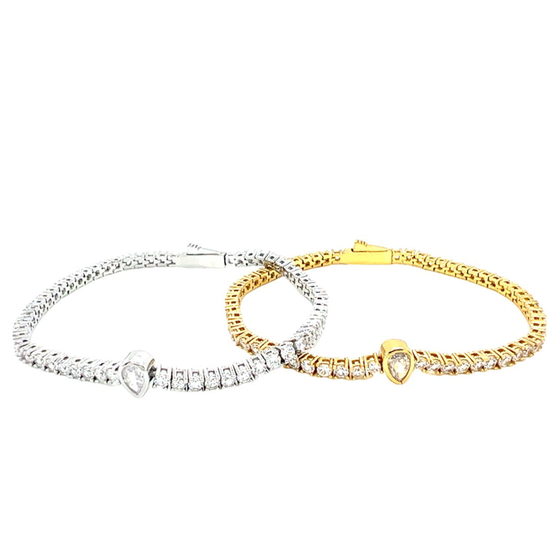 4mm Teardrop Accent CZ Tennis Bracelet