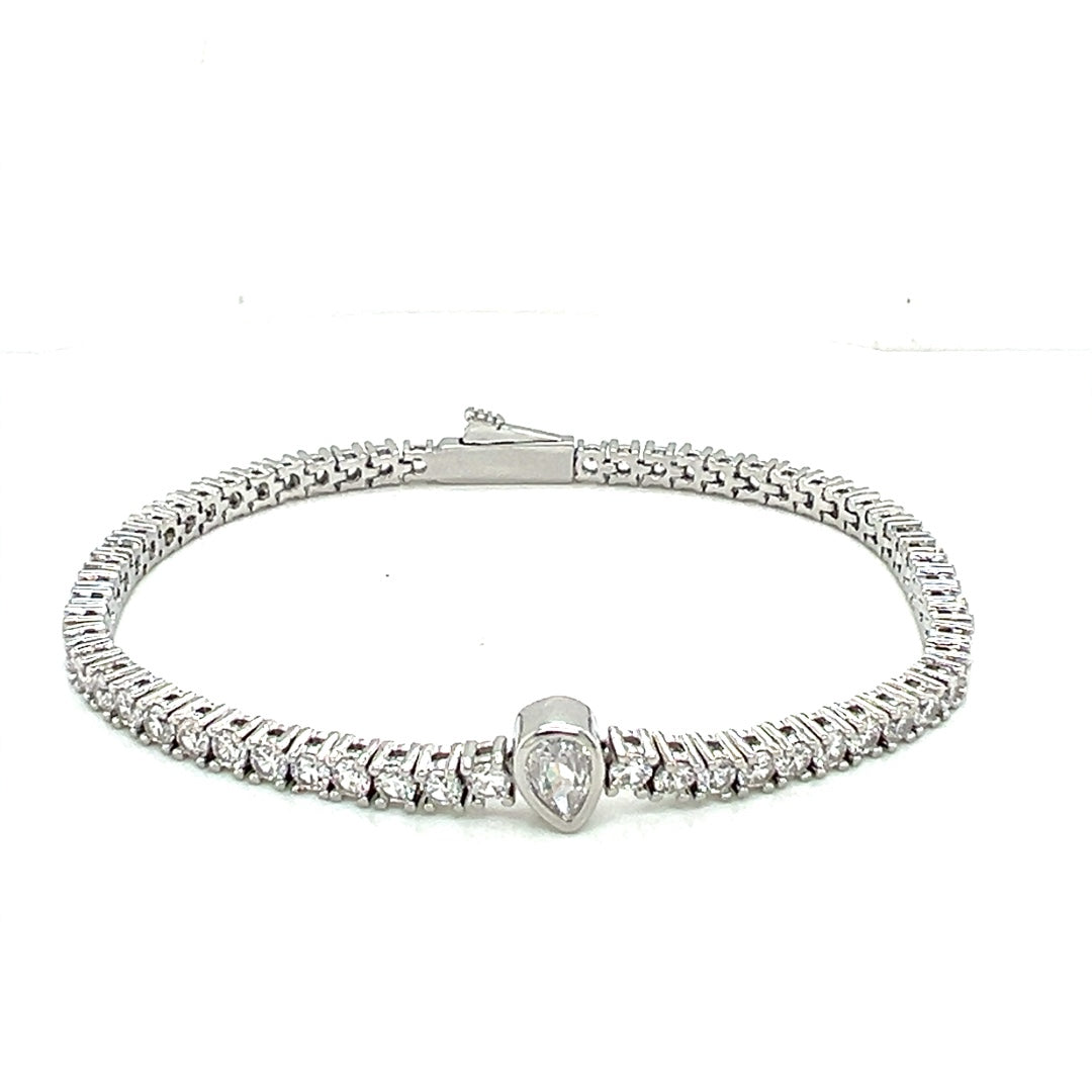 4mm Teardrop Accent CZ Tennis Bracelet