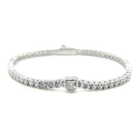4mm Heart Accent CZ Tennis Bracelet