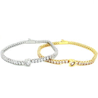 4mm Heart Accent CZ Tennis Bracelet