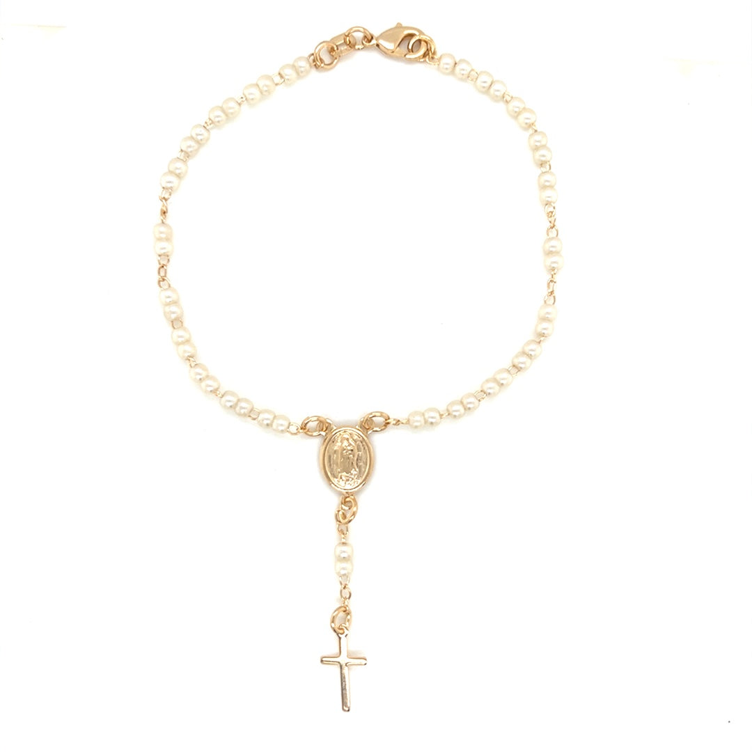 Virgin Mary Pearl Rosary Bracelet