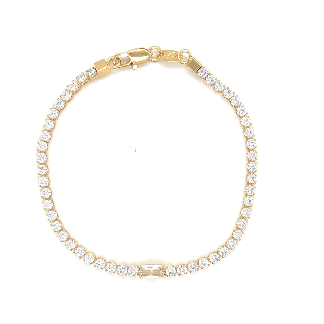 3mm Baguette Accent Tennis Bracelet