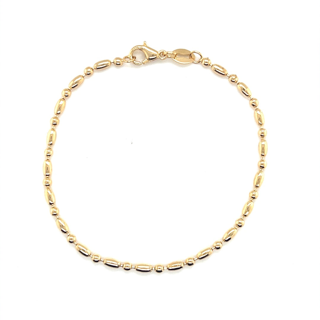 2mm Beaded Chain Link Bracelet