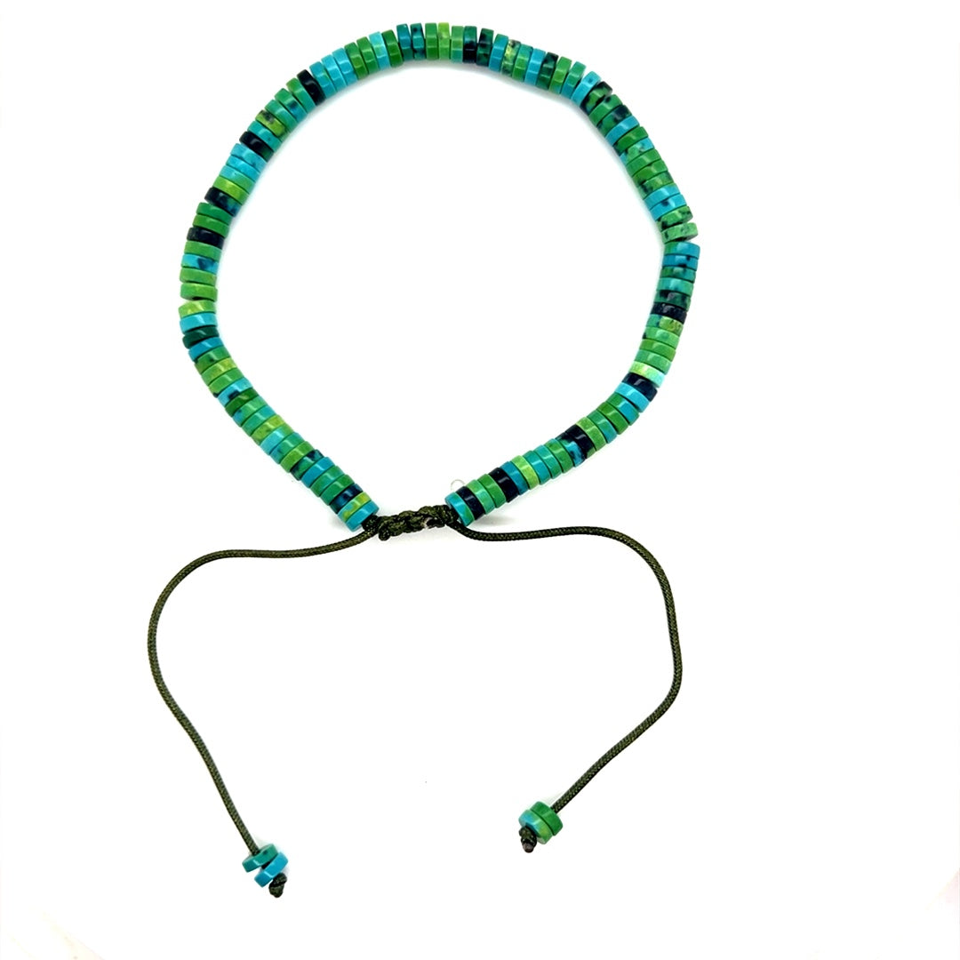 Green Heishi Macrame Bracelet