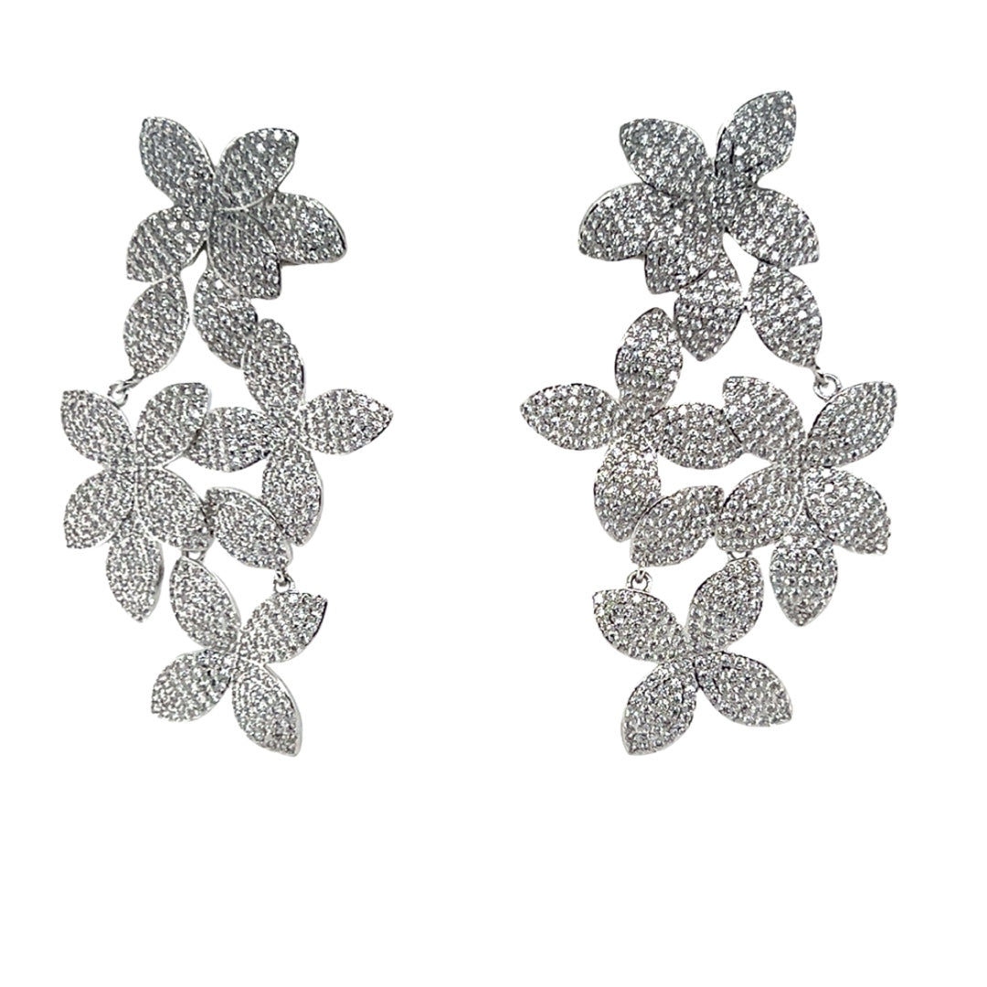 CZ Pave Flower Earrings