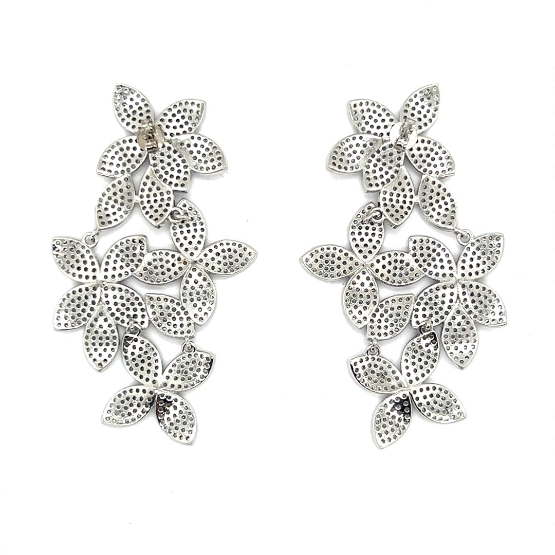 CZ Pave Flower Earrings