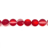 Frosted Red Opal Glass Beads Round 12mm