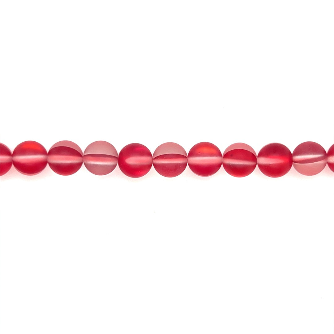 Frosted Red Opal Glass Beads Round 12mm