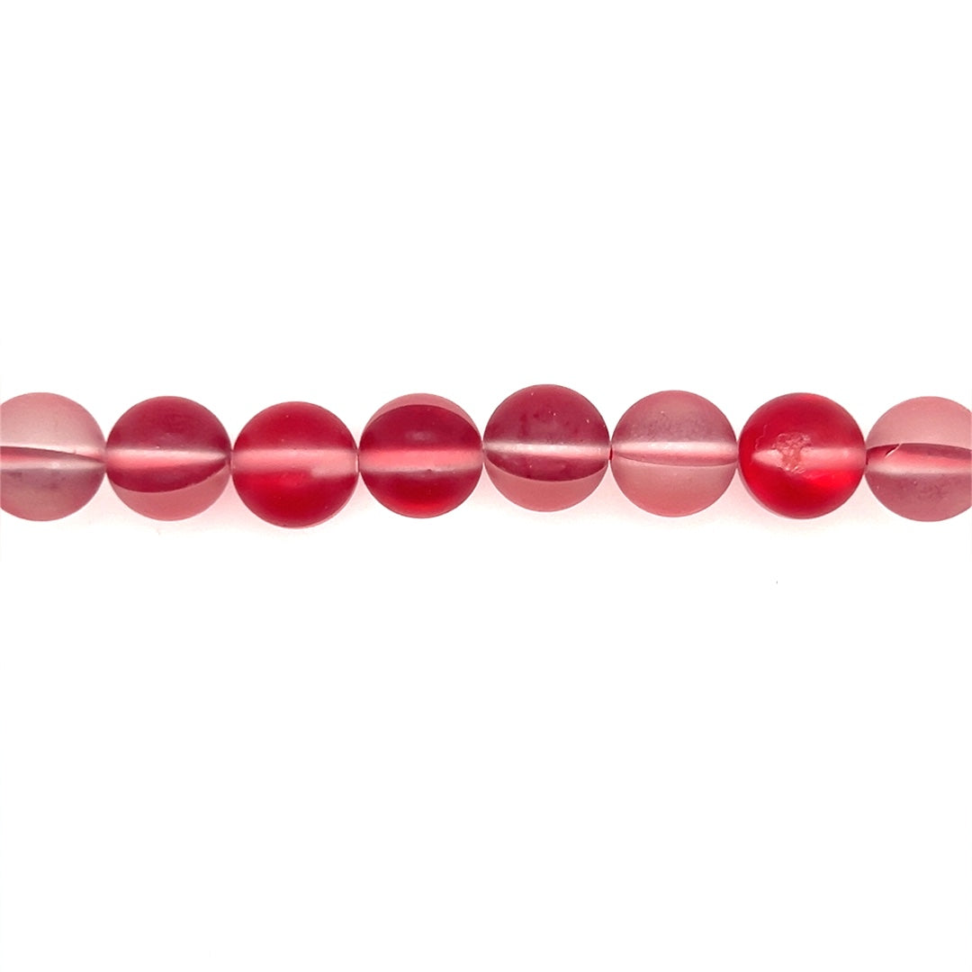 Frosted Red Opal Glass Beads Round 12mm