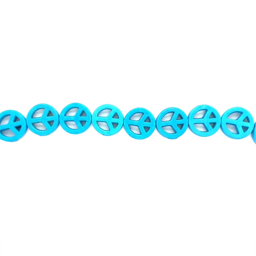 Synthetic Turquoise Peace Sign Beads
