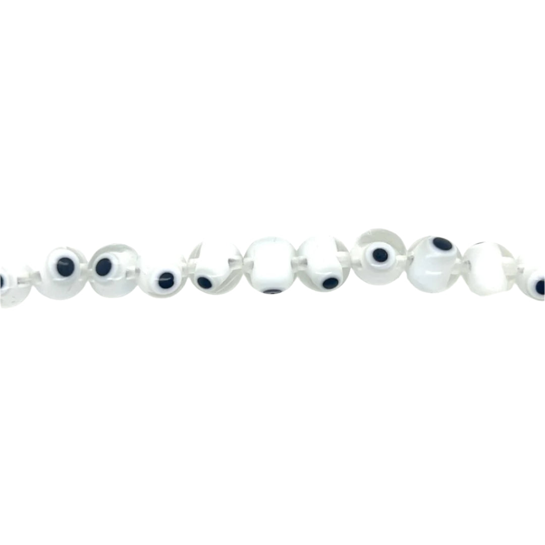 Translucent White Evil Eye Beads