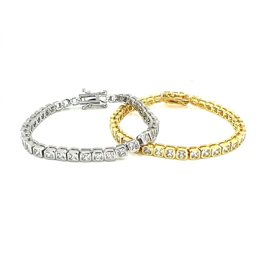 4mm Square CZ Tennis Bracelet