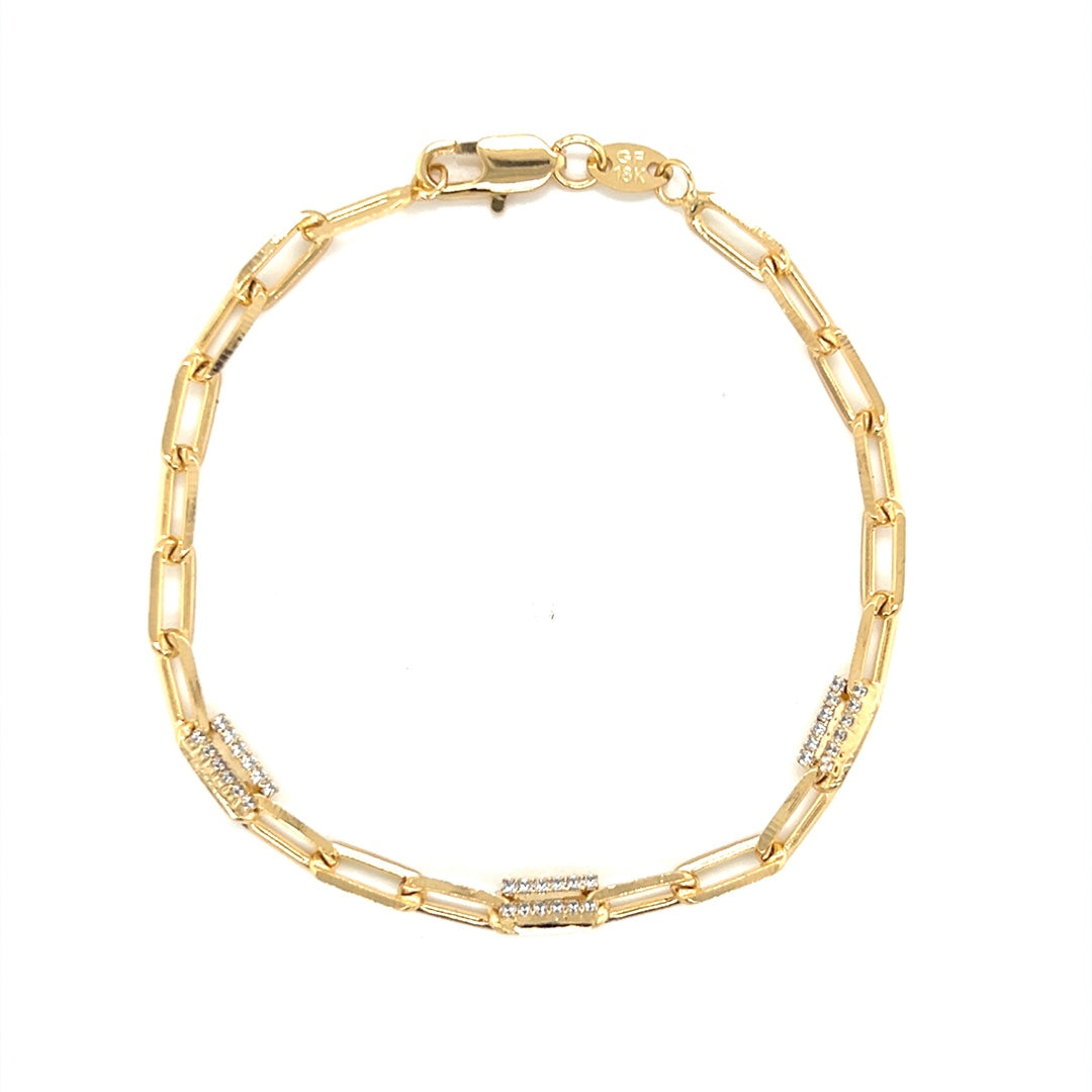 4mm CZ Paperclip Bracelet