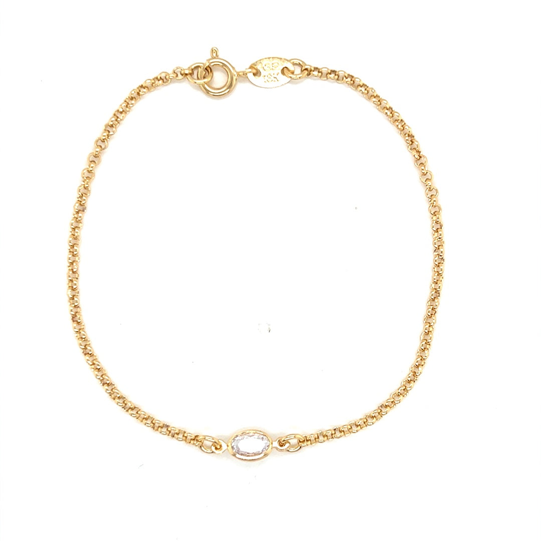 Oval CZ Cable Bracelet