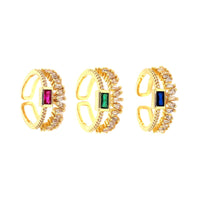 Gemstone Double Bar Ring