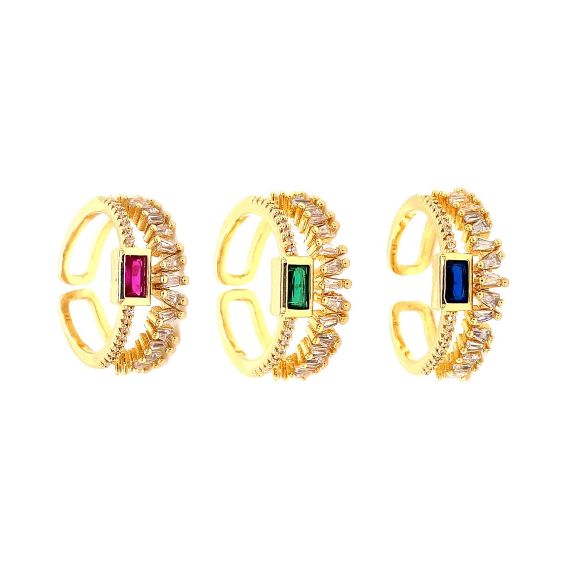 Gemstone Double Bar Ring