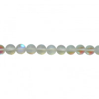 Frosted Clear Opal Glass Beads Round