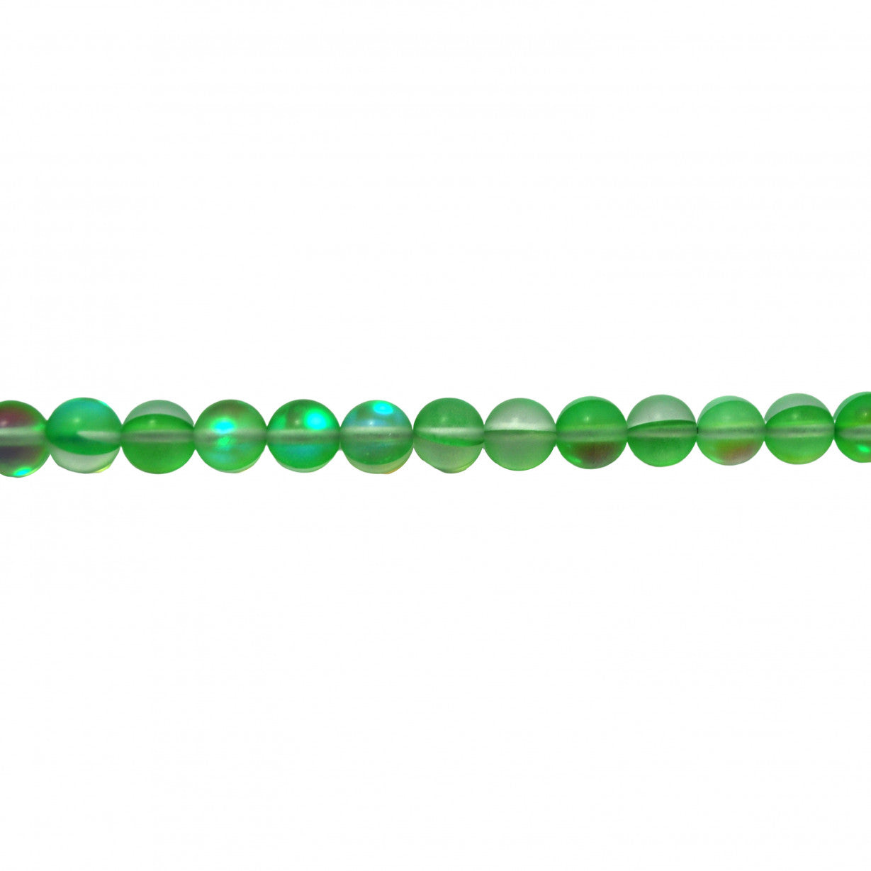 Frosted Green Opal Glass Beads Round