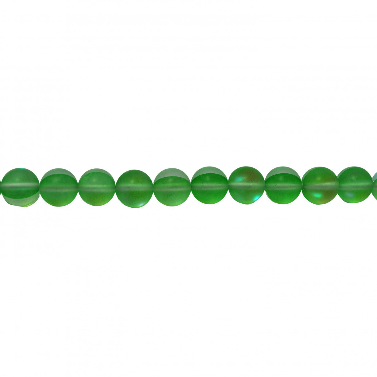 Frosted Green Opal Glass Beads Round