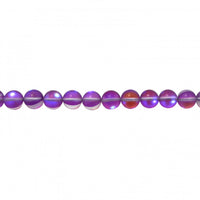 Frosted Purple Opal Glass Beads Round