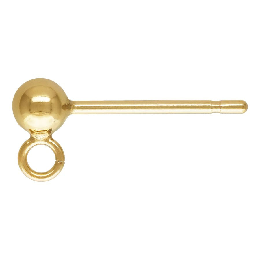 3mm Ball Earring with Open Ring - Gold Filled