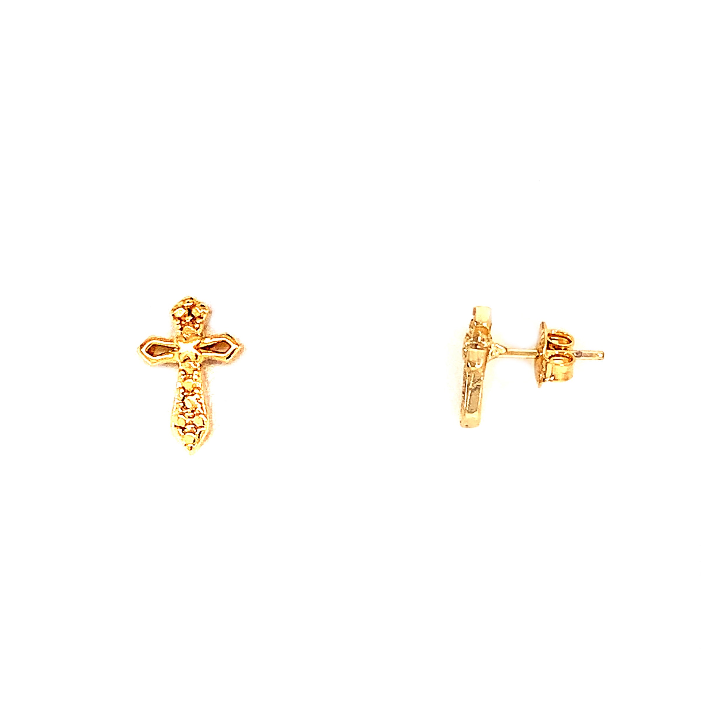 Cross Stud Earrings - Gold Filled