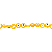 Yellow Flat Evil Eye Beads