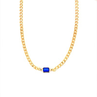 Curb Necklace with Gemstone Accent