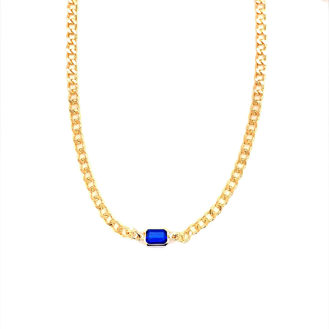 Curb Necklace with Gemstone Accent