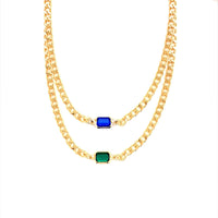 Curb Necklace with Gemstone Accent