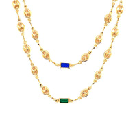 Puff Necklace with Gemstone Accent