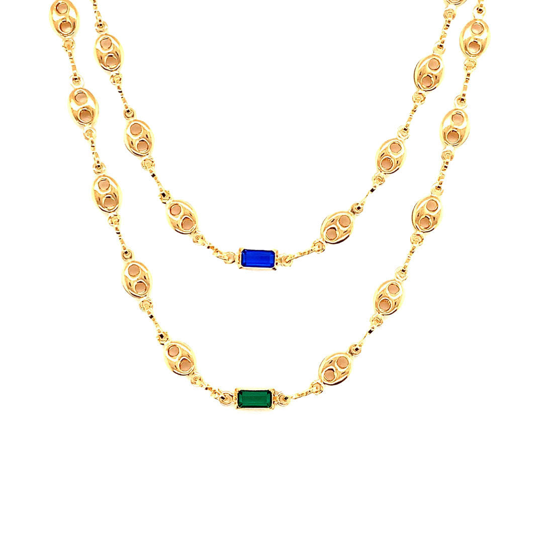Puff Necklace with Gemstone Accent