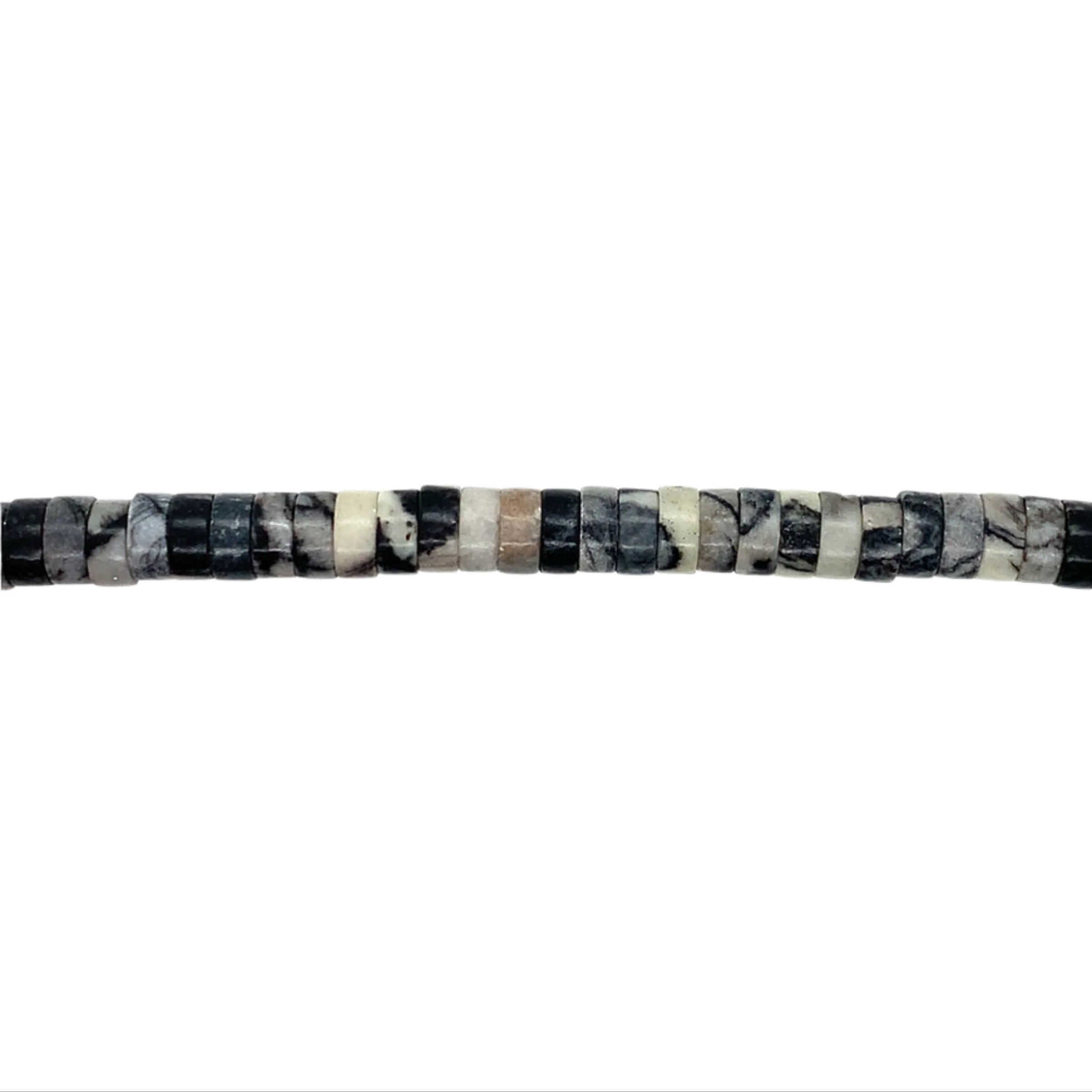 Black Veined Jasper Rondelle Beads