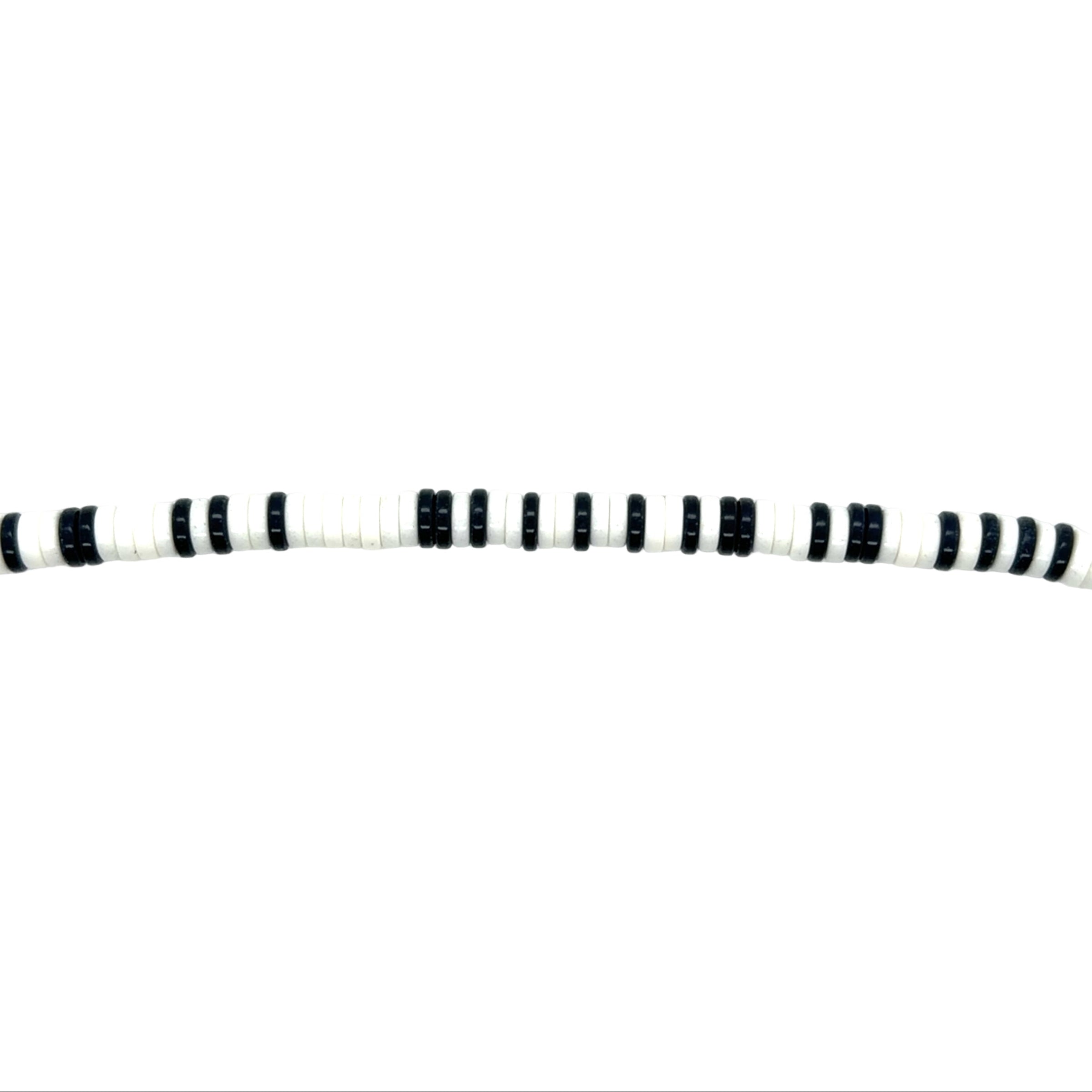 Black & White Stone Heishi Rondelle Beads 4mm