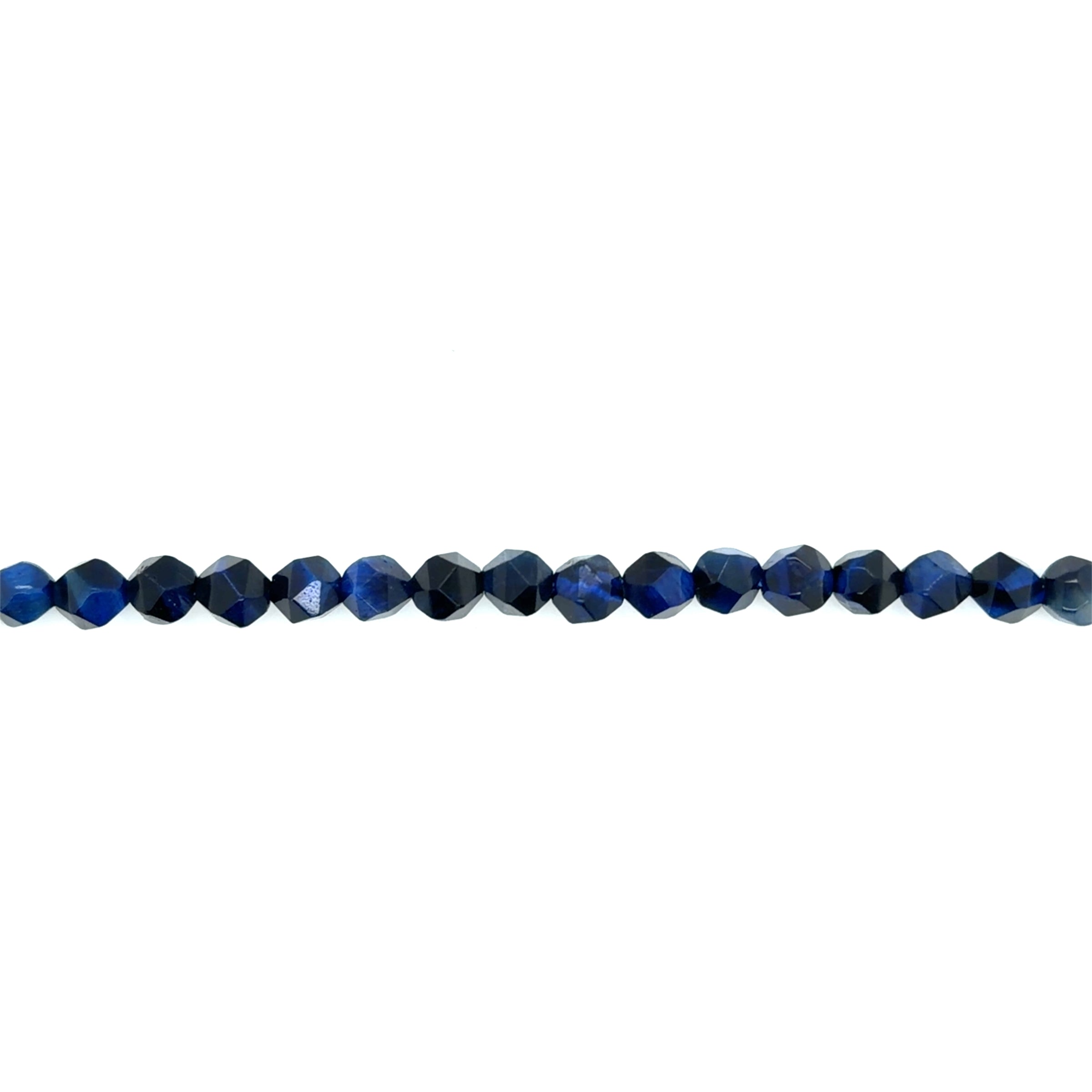 Blue Tiger Eye Diamond Cut Beads 6mm