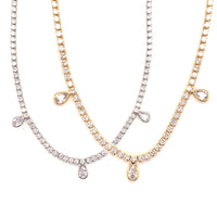 Tennis Necklace with CZ Teardrops