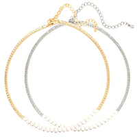 Tennis Choker with Pearl Accents