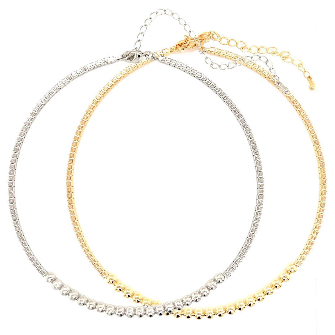 Tennis Choker with Beaded Accents