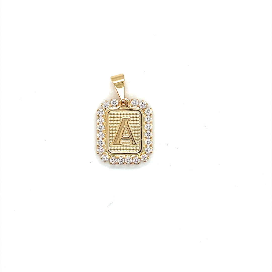 CZ Block Initial Pendant 16mm - Gold filled