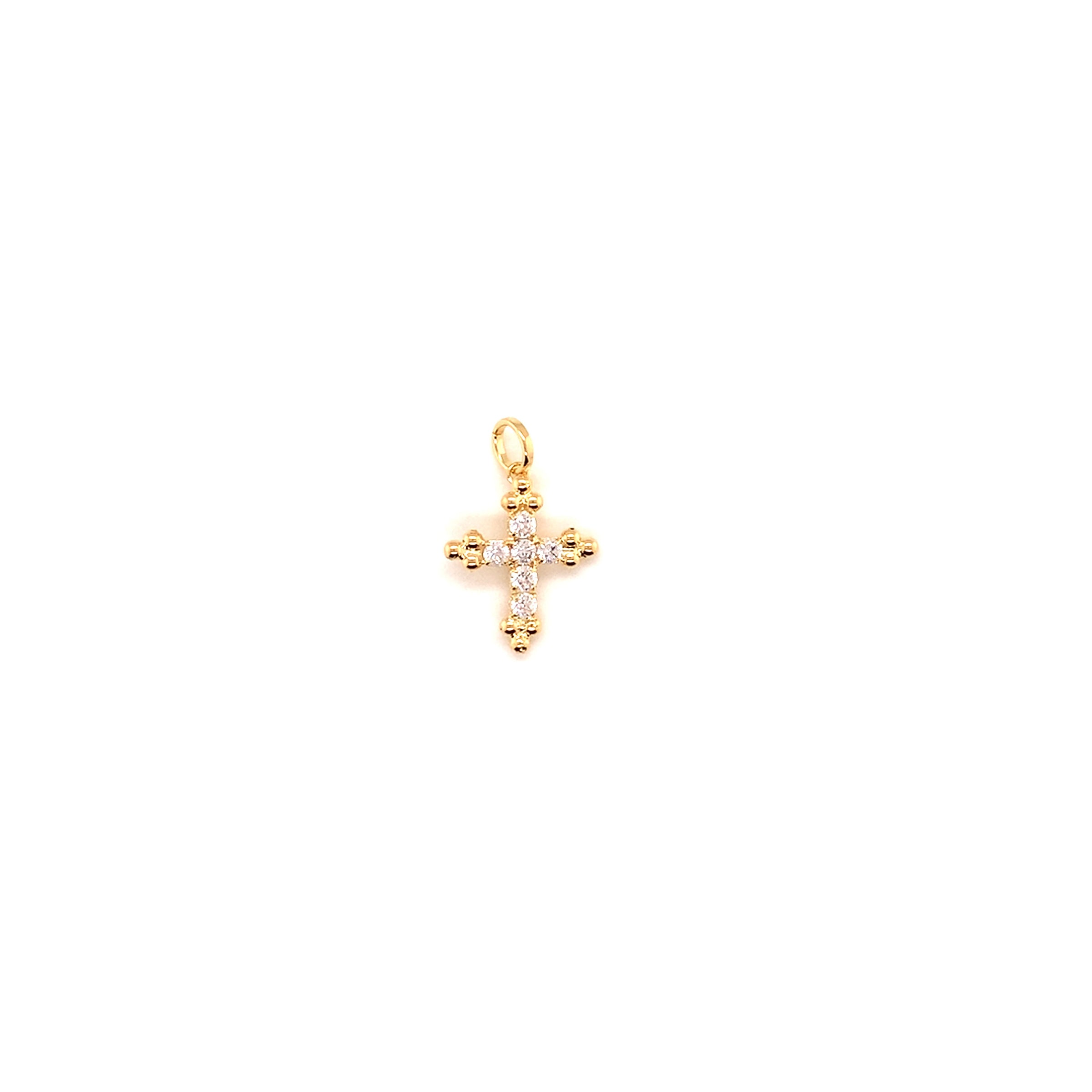 CZ Cross Charm 20mm - Gold Filled