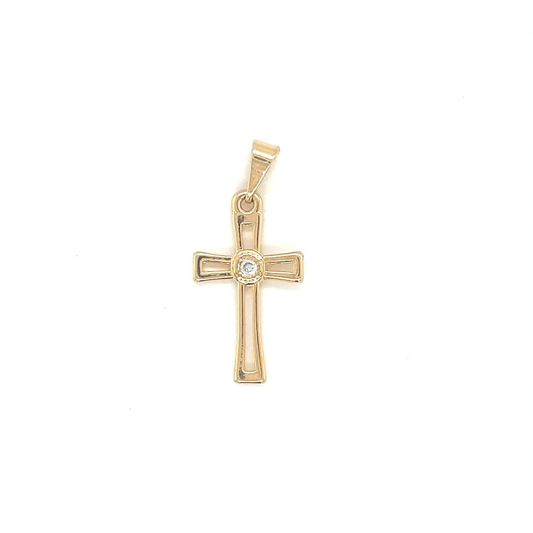 CZ Cross Pendant 13mm - Gold Filled