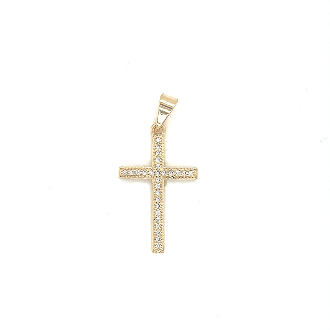 CZ Cross Pendant 15mm - Gold Filled