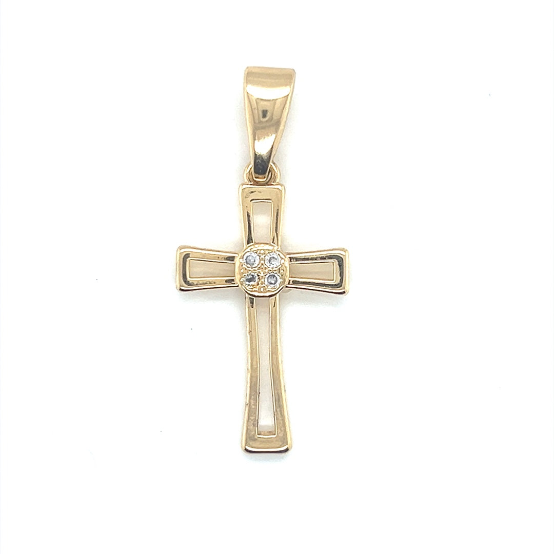 CZ Cross Pendant 20mm - Gold Filled