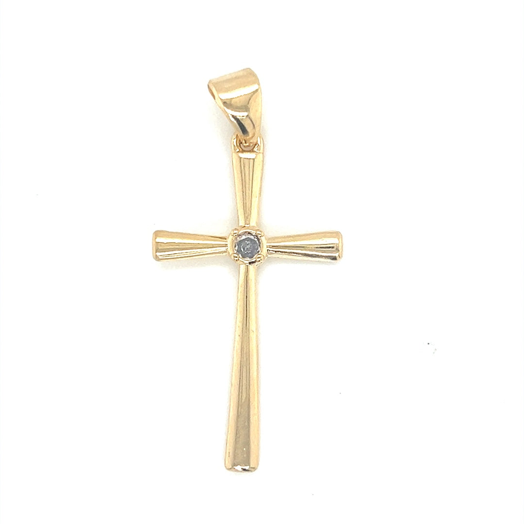 CZ Cross Pendant 23mm - Gold Filled